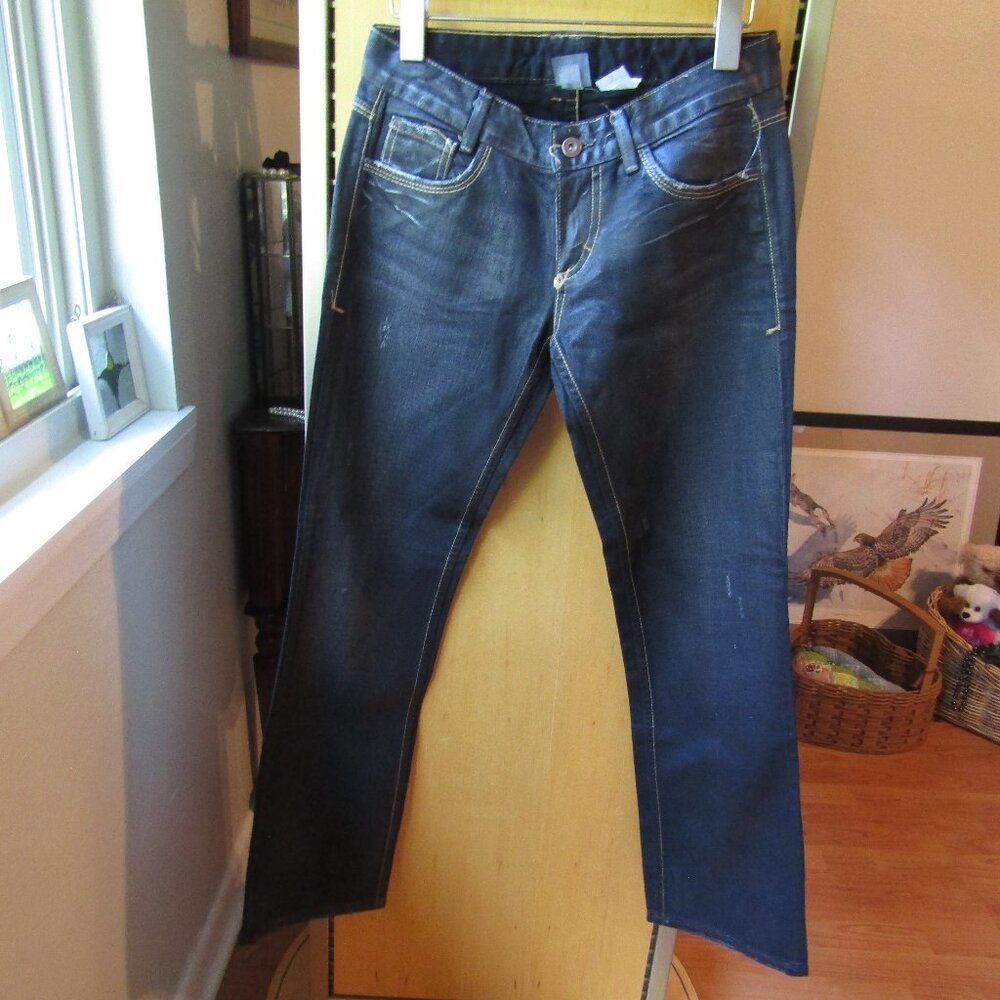NEW A/X Armani Exchange Black Distress Semi-Wax Jeans